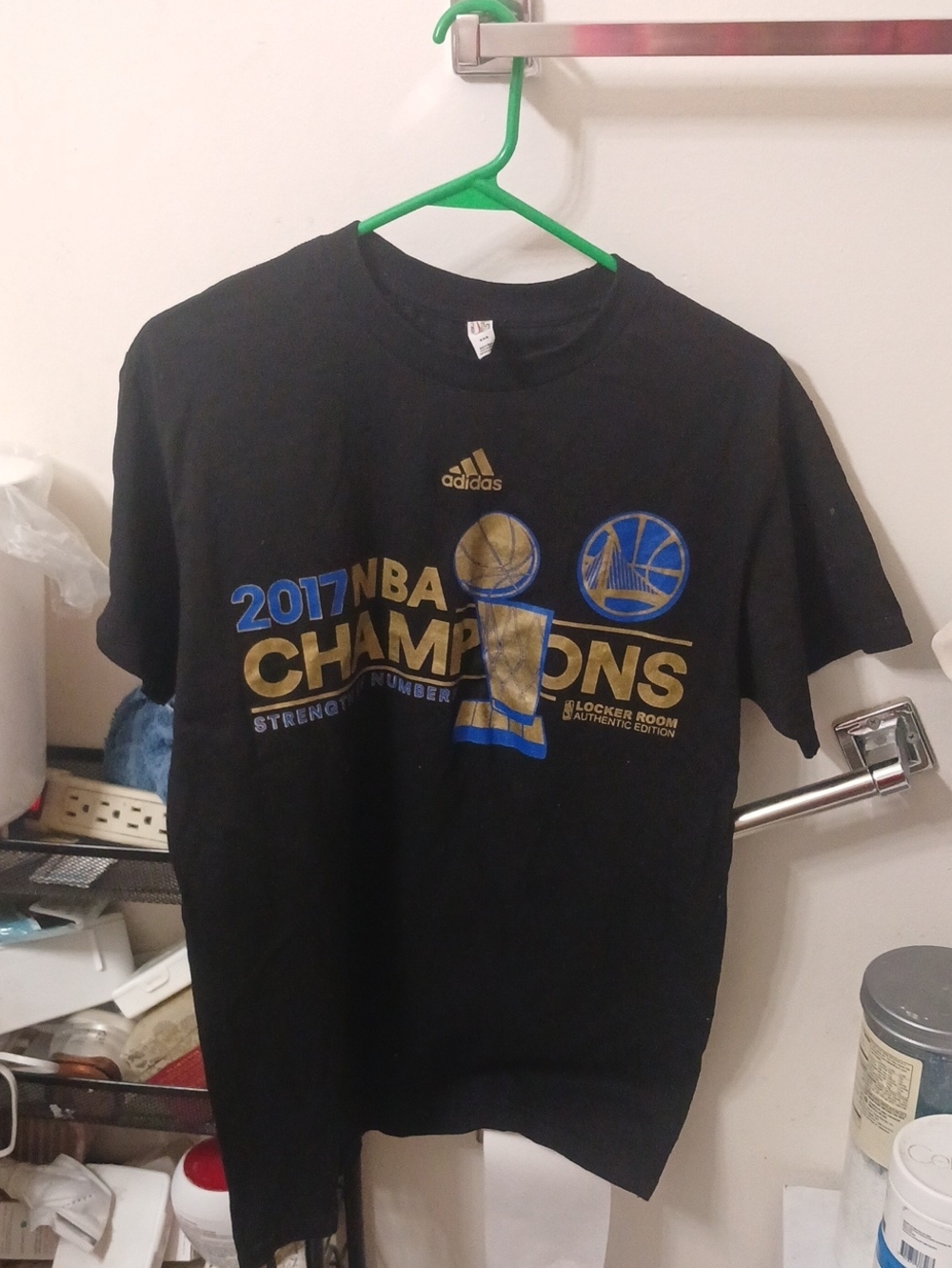 Adidas 2017 NBA Champions Golden State T-Shirt - Black/Gold/Blue